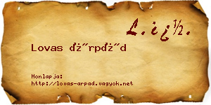 Lovas Árpád névjegykártya